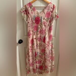 Vintage Y2K Floral Fairy Pink midi dress